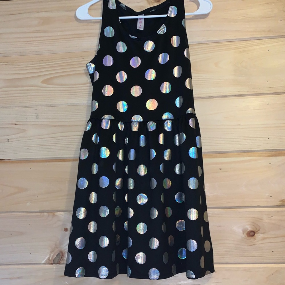 Justice Black & Silver Polka Dot Dress